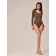 Body Female with a deep round neck and long sleeve Body Manica Lunga, size 48, dark brown color