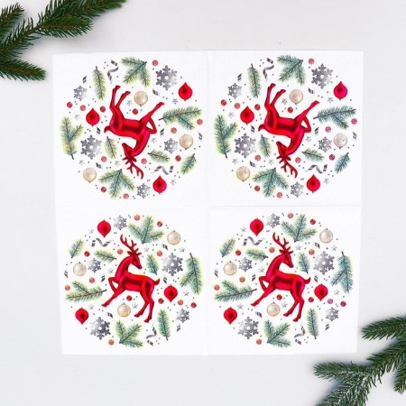 Paper napkins "New Year's deer", 33x33 cm, set 20 pcs.-1