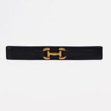 Women's belt, width 3.7 cm, metal buckle, black color