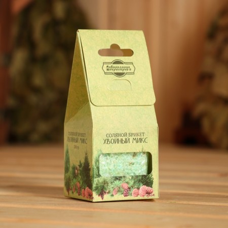 Salt briquette Cube "coniferous mix" 200 g "Dobroparov" fir, pine, spruce-9
