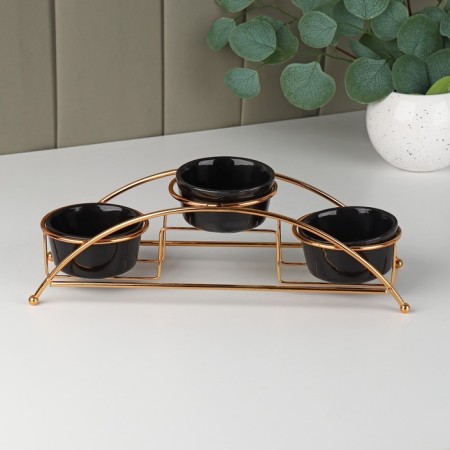 Ceramic saucer set "Bohemia", 34 × 11 × 10 cm, 3 pcs, black color