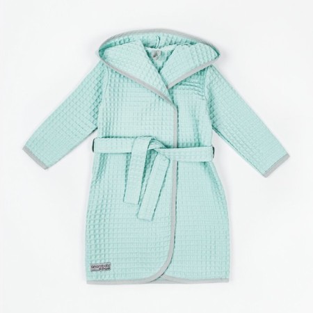 Халат детский с капюшоном Amarobaby Waffle, рост 110-116 см, цвет мятный-7