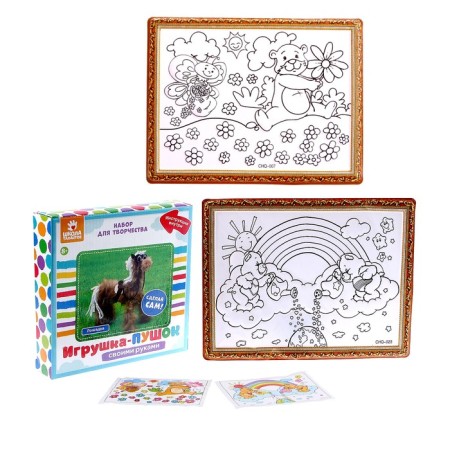 Set for creativity: creating a toy from fur sticks and coloring "Funny animals"