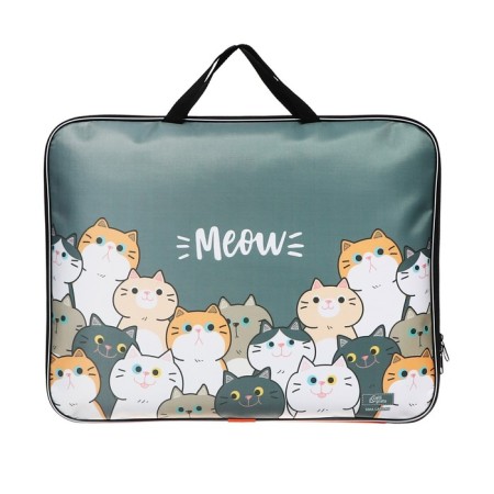 Folder for drawings and drawings A3, 470 x 350 x 20 mm, with handles, textile, calligrata "cats"-1