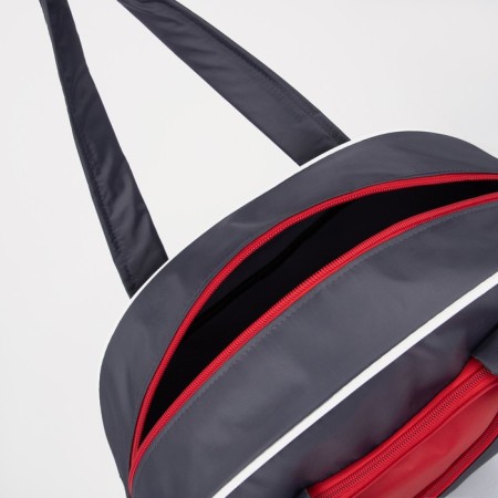 Sports bag with lightning, without lining, external pocket, gray/red color-2
