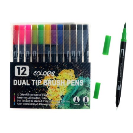 A set of professional markers, 12 pieces/12 colors, bilateral