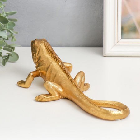 Souvenir Polystone "Golden Iguan" 7x9.5x25 cm-2