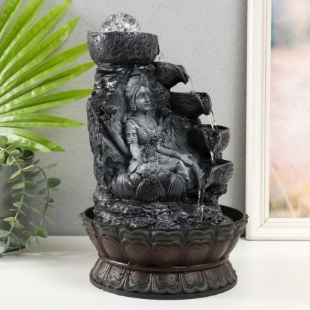 The desktop fountain from the network, Lakshmi backlighting in gray under the waterfall 20x20x30 cm-1