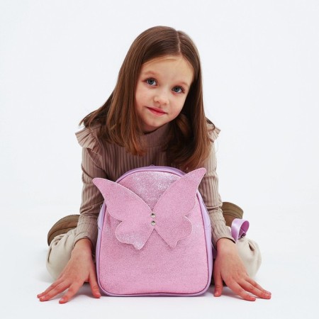 Baby backpack for girls with sparkles "Butterfly", removable elements, 27x23x10 cm-11