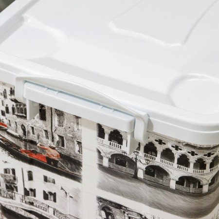 Storage container with a Venice lid, 35 l, 50.5 × 31 × 30 cm, on wheels, white color-4
