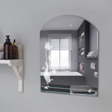Wall mirror, with sandblasting graphics, 60 x 50 cm, with a shelf, 2 brackets