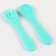 Baby plate on a suction cup and cutlery, I, crumb, turquoise