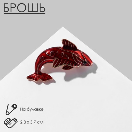 Brooch "Fish" Opestr, red color in gold