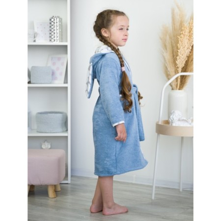 Terry robe of children's "ears", size 30, color azure-2