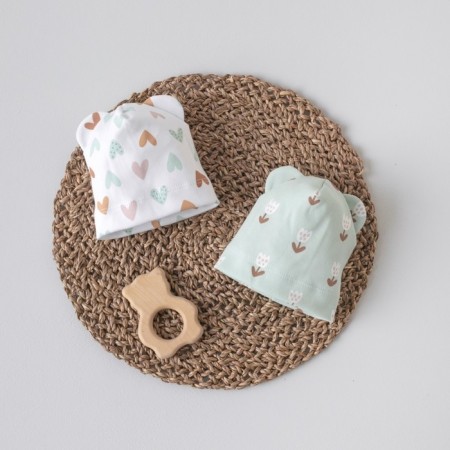 Hat with ears children's kinderlitto “First flowers”, age 6-12 months, 3 pcs-2