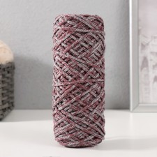 Knitting cord 35% cotton, 65% polypropylene 3 mm 85m/160 ± 10 g (cherry/gray)