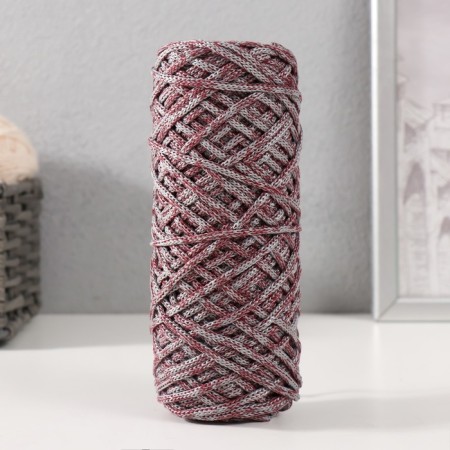 Knitting cord 35% cotton, 65% polypropylene 3 mm 85m/160 ± 10 g (cherry/gray)