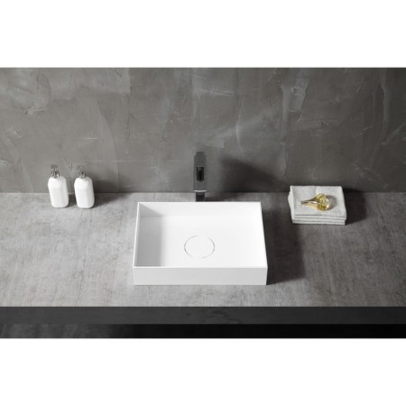 ABBER STEIN AS2621 sink, invoice, 500x350x100 mm, artificial stone, white-2