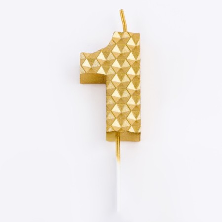 Candle in the cake on the skewer "Sot", the number 1, 7 cm, gold-2