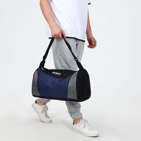 Sports bag with lightning, long belt, black/blue color-5