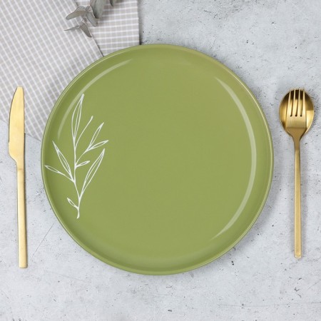 Ceramic plate "Olive", 26.5cm, green color-1
