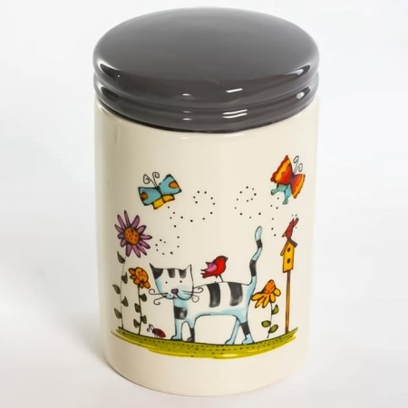 Bank for bulk products Elrington "Striped Cat", with a lid, 850 ml-1