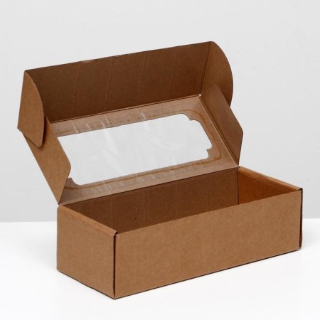 Self -charged box, with a window, brown, 32 x 13 x 9 cm-1
