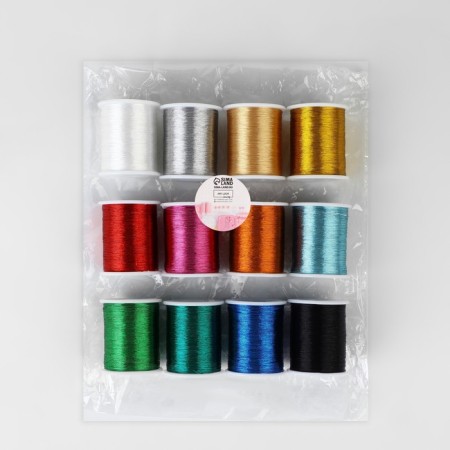 A set of metallized threads, 12 pcs, 91 ± 1 m, color colorful color-1