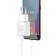 Network charger Hoco C88A, 2 USB, 2.4 A, Type -C - USB, 1 m, white cable