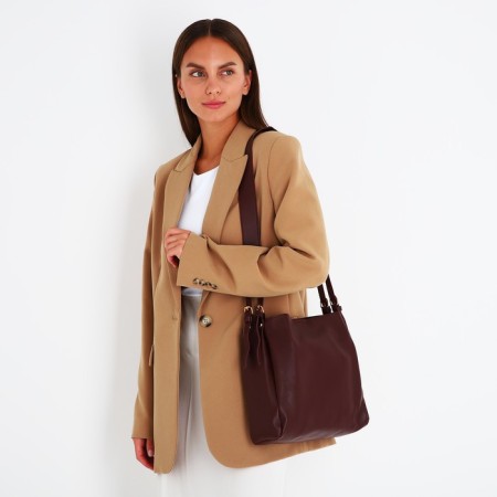 Button bag bag, burgundy color-7