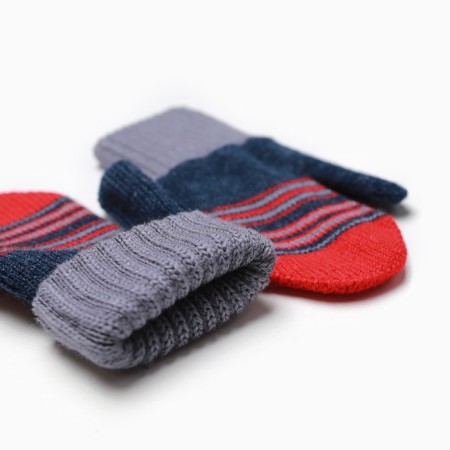 Baby mittens are single, red/blue color, size 10-11-2