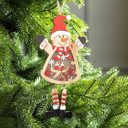 Christmas tree toy "Snowman", from batteries, glow warm white-3