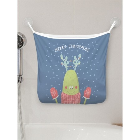 Organizer in a bath on suction cups "Christmas mood", for storing toys and trifles, size 33x39 cm