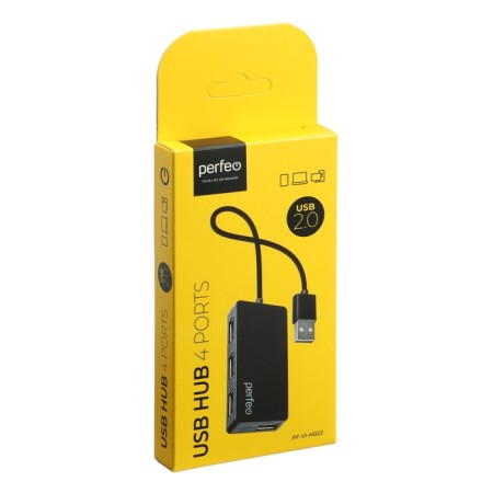 USB bifolder (Hub) Perfeo PF-VI-H023 Black, 4 ports, USB 2.0, black-4