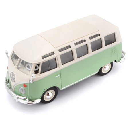 MASTO DIE-CAST Volkswagen Van Samba, opening doors, 1:25, green color-5