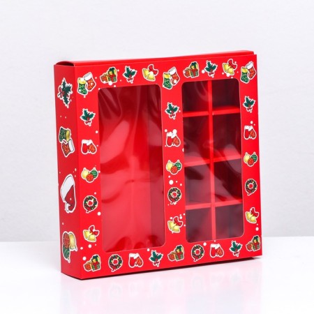 Box for sweets, 8 sweets and chocolate, 17.7 x 17.7 x 3.8 cm "Christmas tree toys"-5