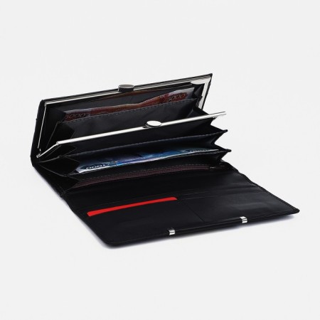 Women's wallet on magnets, black color-2