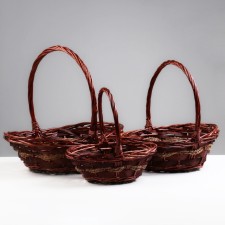 Set of wicker baskets, 38x29x14/10/36 cm, 32x23x13/9/31 cm, 26x19x11/8/26 cm, 3 pcs, willow