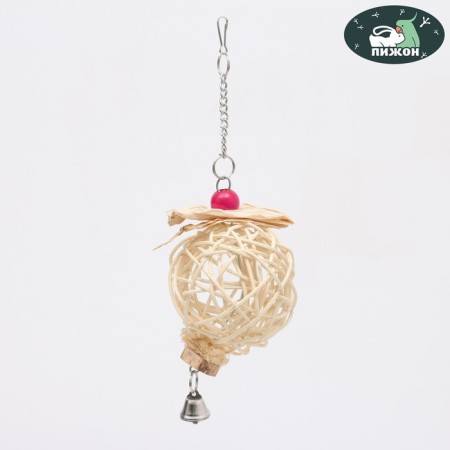 Bird nest with a bell, 13 x 28 cm, vine