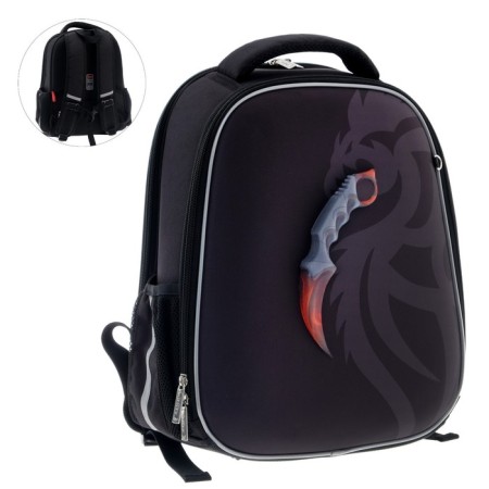 Frame backpack 38 x 29 x 16 cm, 3D effect, Hatber Ergonomic Plus, Karambit, Gray/Black NRK_71122-1