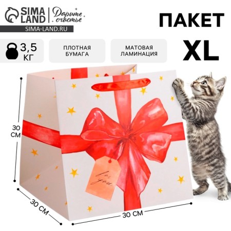 Square gift package, packaging, “For You”, 30 x 30 x 30 cm