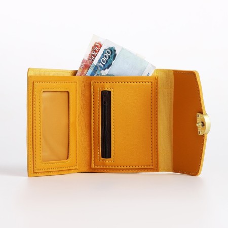 Women's wallet on the button, yellow color-4