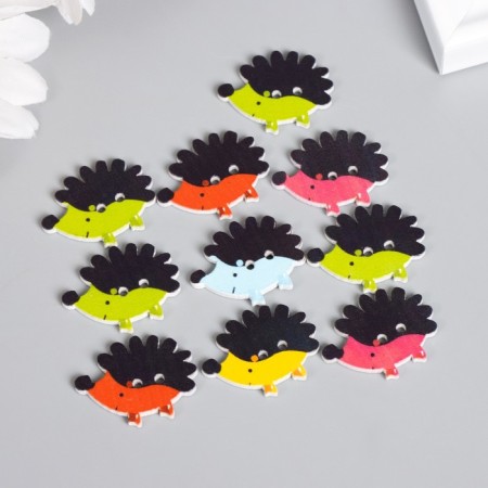 Set of buttons of decorative wood "Small hedgehogs" set 10 pcs mix 1.7x2.3 cm