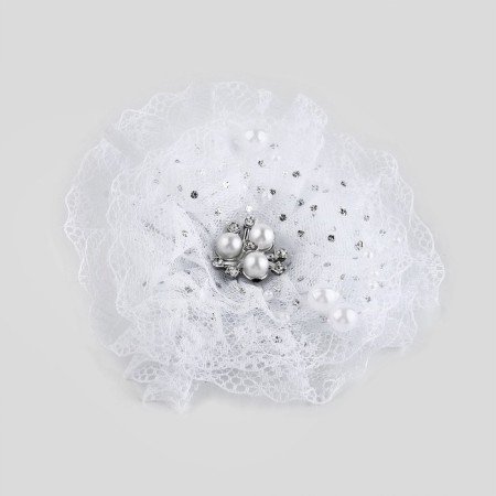 Graduation. Bant for hair on elastic band, white, 10.5 cm, kitty Marie-3