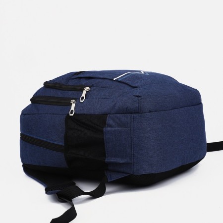 A backpack with a zipper, 2 external pockets, blue color-4