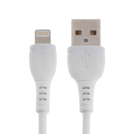 Cable Borofone BX51, Lightning - USB, 2.4 A, 1 m, PVC braid, white-2