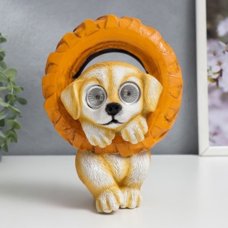 Souvenir Polystone Light "Pyosik caught on the wheel" from the solar battery 19.5x11x13.5 cm