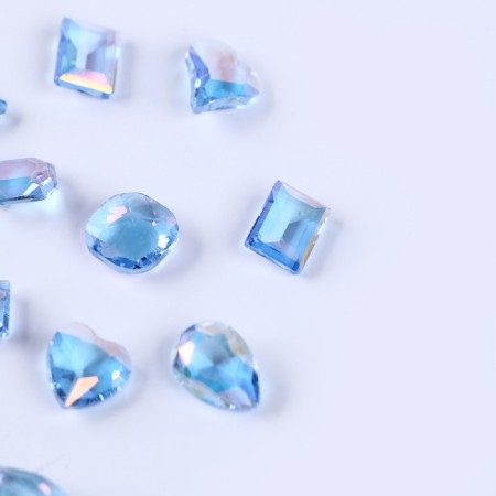 Decorative pebbles for creativity, set of 15 pcs., The color is light blue, stones: from 6 to 14 mm-1