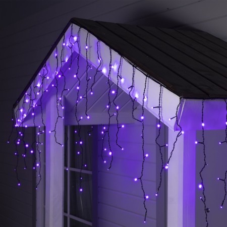 Girlyanda "Fart" 4 × 0.6 m, IP44, dark thread, 180 LED, purple glow, 8 modes, 220 V