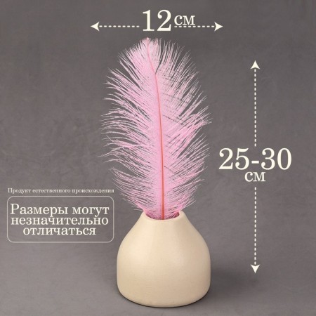 Feather for decor, size: 25-30 cm, pink color-1